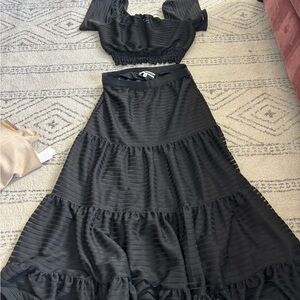 Tracy Reese Black Tiered Skirt Set